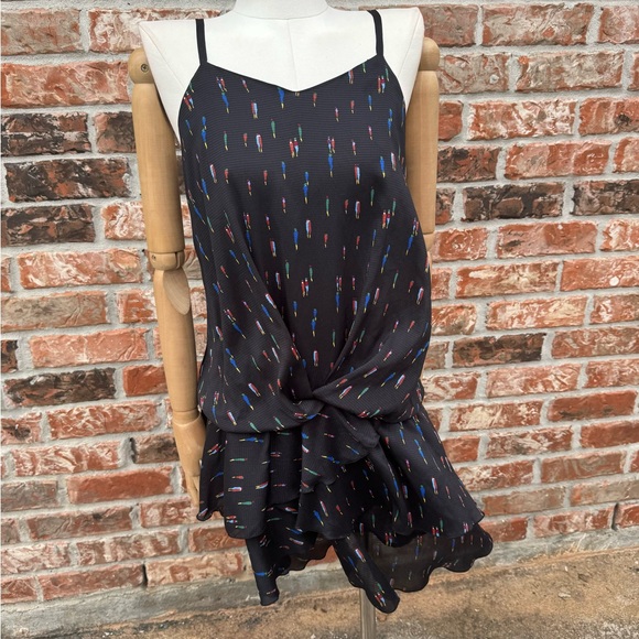 SOLD ELSEWHERE Farm Rio black patterned ruffled dress / S - Picture 4 of 16